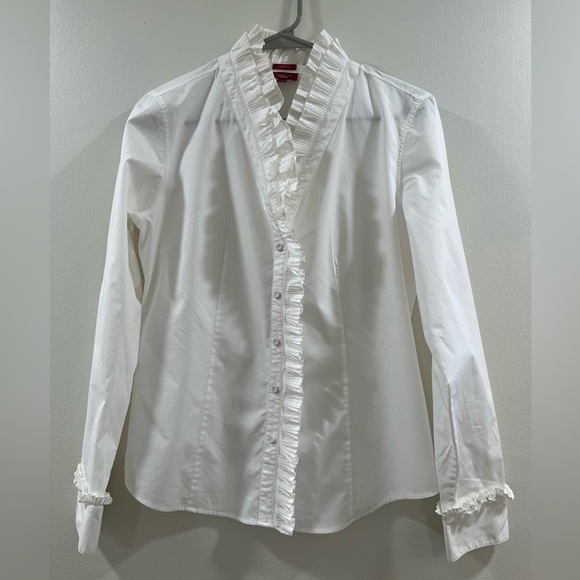 Talbots White Ruffled Blouse - Picture 1 of 8